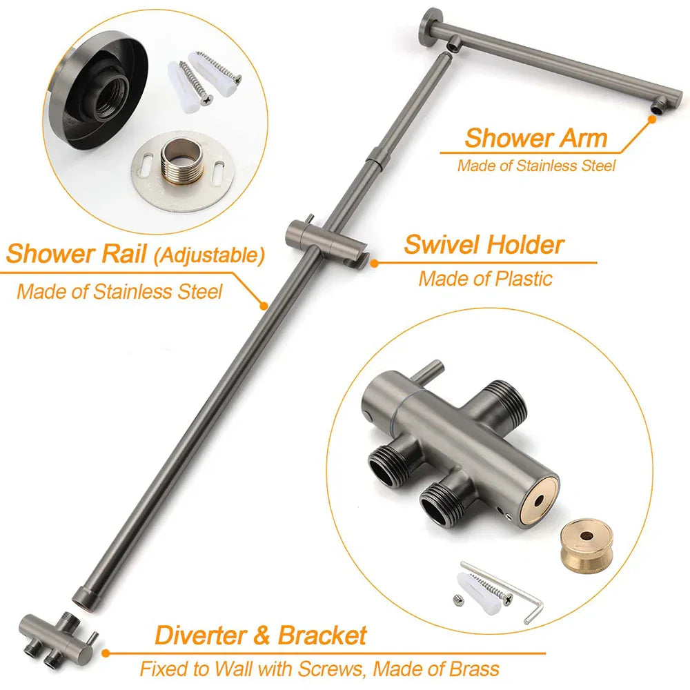 WELS Gun Metal Dual Round Shower Head 10