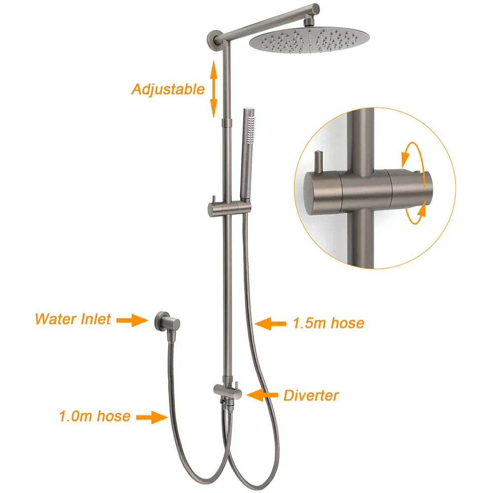 WELS Gun Metal Double Round Shower 10