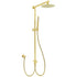 WELS Brushed Gold Twin Shower 8" Round Head Set Single Mode Handheld Rose Sliding Rail Arm