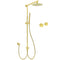 WELS Brushed Gold 2in1 Shower 8" Round Head Set Stainless Steel Handheld Rose Sliding Rail Twin Taps