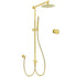 WELS Brushed Gold 2in1 Shower Set 8" Round Head Metal Handheld Rose Sliding Rail Mixer Valve