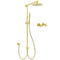 WELS Brushed Gold Shower 8" Round Head Stainless Steel Handheld Rose Sliding Rail Mixer Dual Set