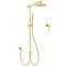 Brushed Gold Twin Shower 8" Round Head Single Mode Handheld Rose Sliding Rail Small Face Mixer Set