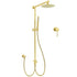 Brushed Gold Twin Shower 8" Round Head Single Mode Handheld Rose Sliding Rail Small Face Mixer Set