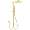 WELS Brushed Gold Large Round Shower 12" Head Single Mode Handheld Rose Sliding Rail Arm Set
