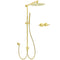 WELS Brushed Gold Round 12" Shower Head Single Mode Handheld Rose Sliding Rail Twin Taps Set