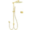 Brushed Gold Dual Round Shower 12" Top Head Simple Stick Handheld Sliding Rail Arm Mixer Valve
