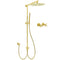 Brushed Gold 12" Large Shower Head One Spray Mode Handheld Rose Sliding Rail Arm Round Mixer Set
