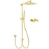 Brushed Gold 12" Large Shower Head One Spray Mode Handheld Rose Sliding Rail Arm Round Mixer Set