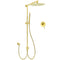 WELS Brushed Gold 2in1 Large Round Shower 12" Rain Head Stainless Steel Handheld Sliding Rail Mixer Set