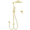 WELS Brushed Gold Dual Large Round Shower Set 12" Rain Head Stainless Steel Handheld Sliding Rail Small Face Mixer