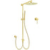 WELS Brushed Gold Dual Large Round Shower Set 12" Rain Head Stainless Steel Handheld Sliding Rail Small Face Mixer