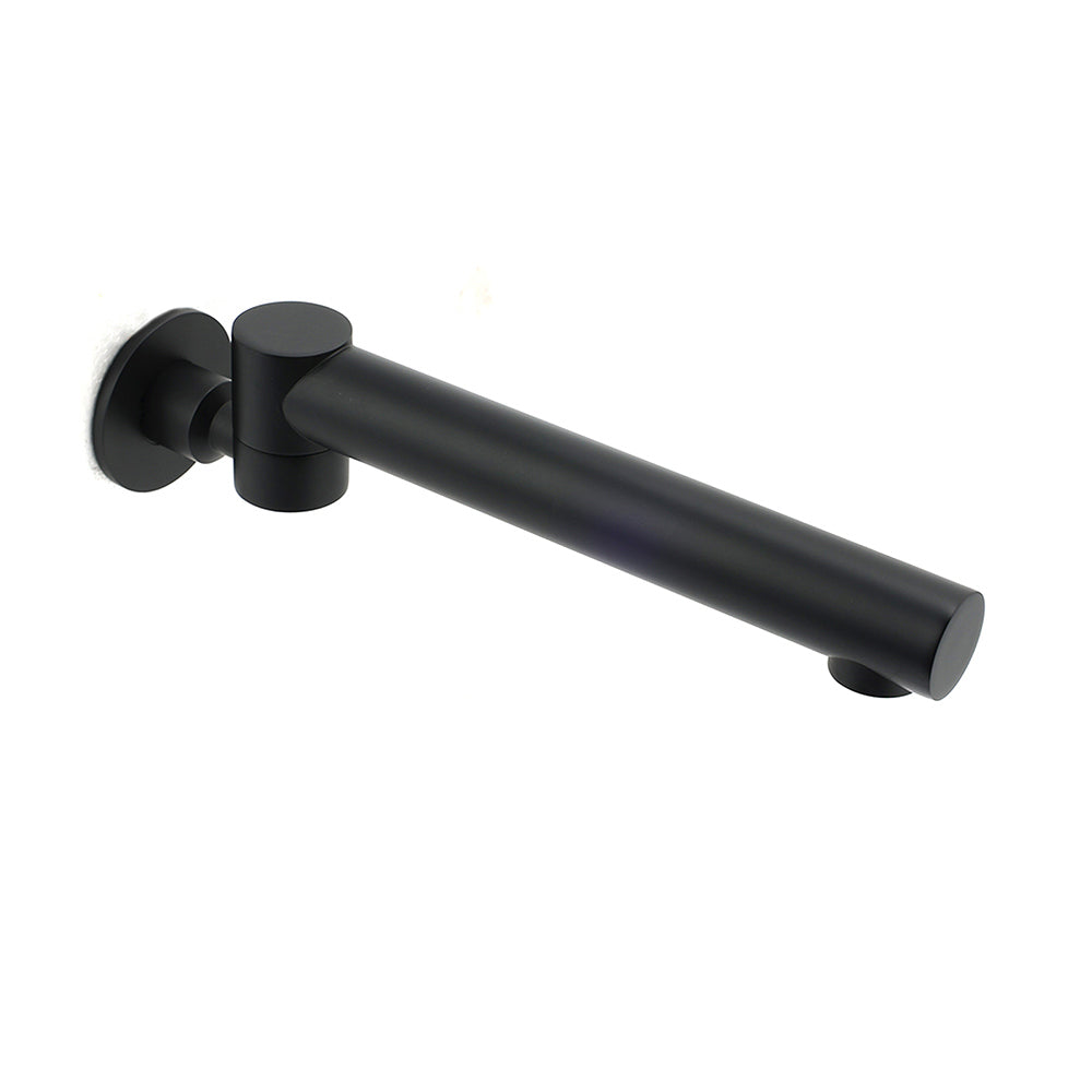 Matt Black Round Basin Wall Mounted Spout Faucet Outlet 180° Swivel Tap Watermark