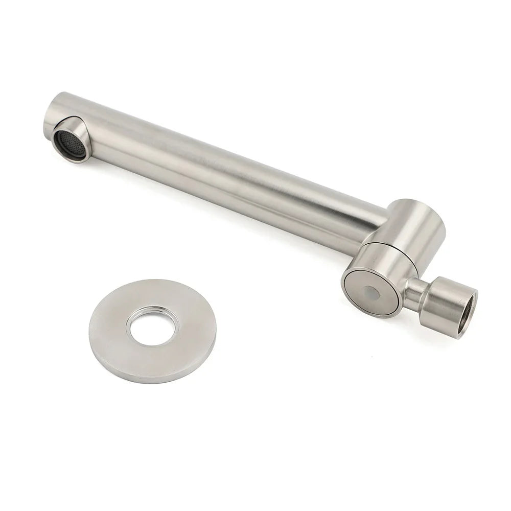 Brushed Nickel Round Basin Wall Mounted Faucet Outlet 180 Swivel Vanity Bathtub Spout