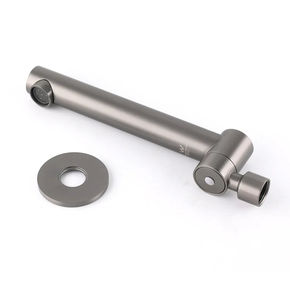 Gun Metal Round Wall Mounted 180 Swivel Bathtub Faucet Water Outlet Vanity Spout