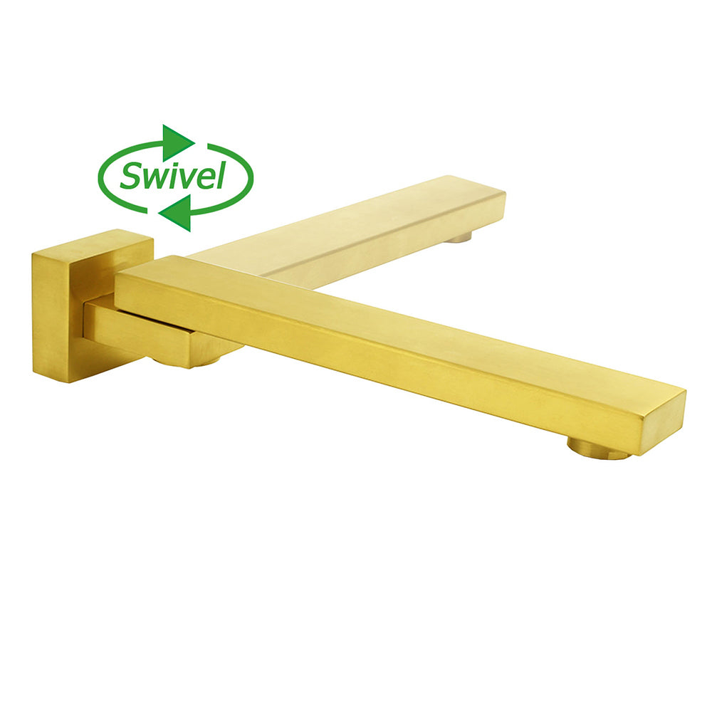Brushed Gold Square Stainless Steel 180 Swivel Bathtub Faucet Water Outlet Spout