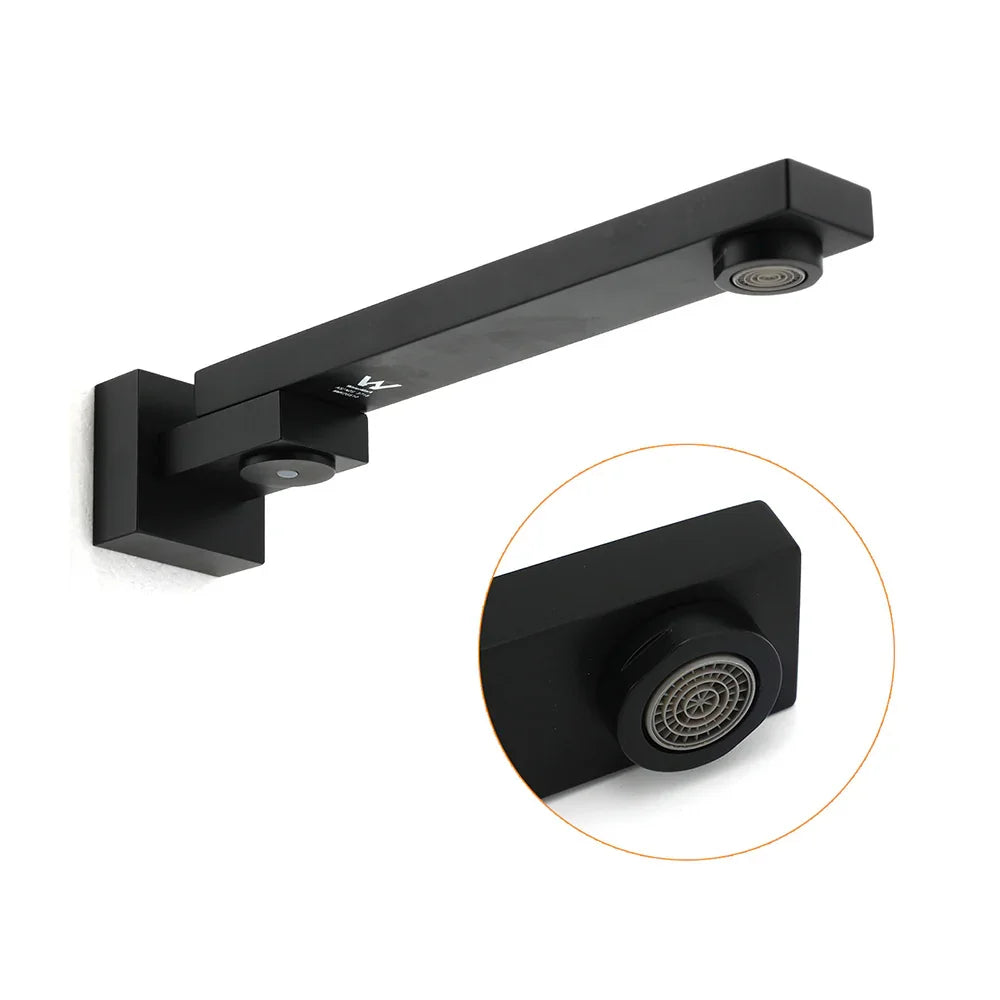 Matte Black Square Bathtub Faucet 180° Swivel Water Spout Outlet Basin Watermark
