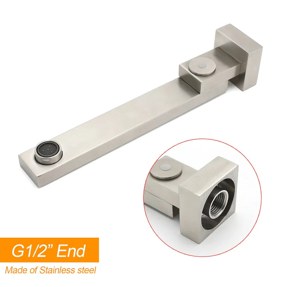 Brushed Nickel Square Stainless Steel Swivel Spout Bathtub Bubble Faucet Outlet