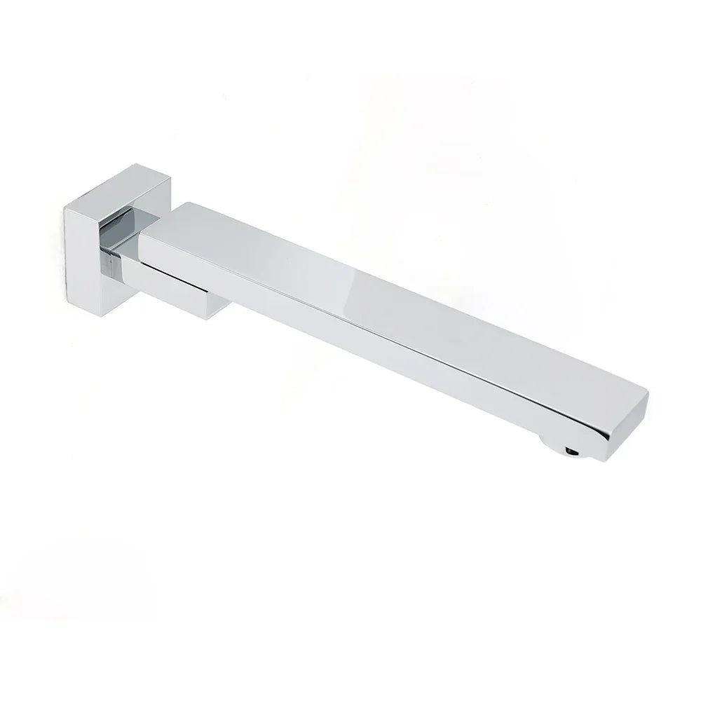 Chrome Square Stainless Steel Shower Bathtub Water Spout Faucet Outlet Tap 180° Swivel Set