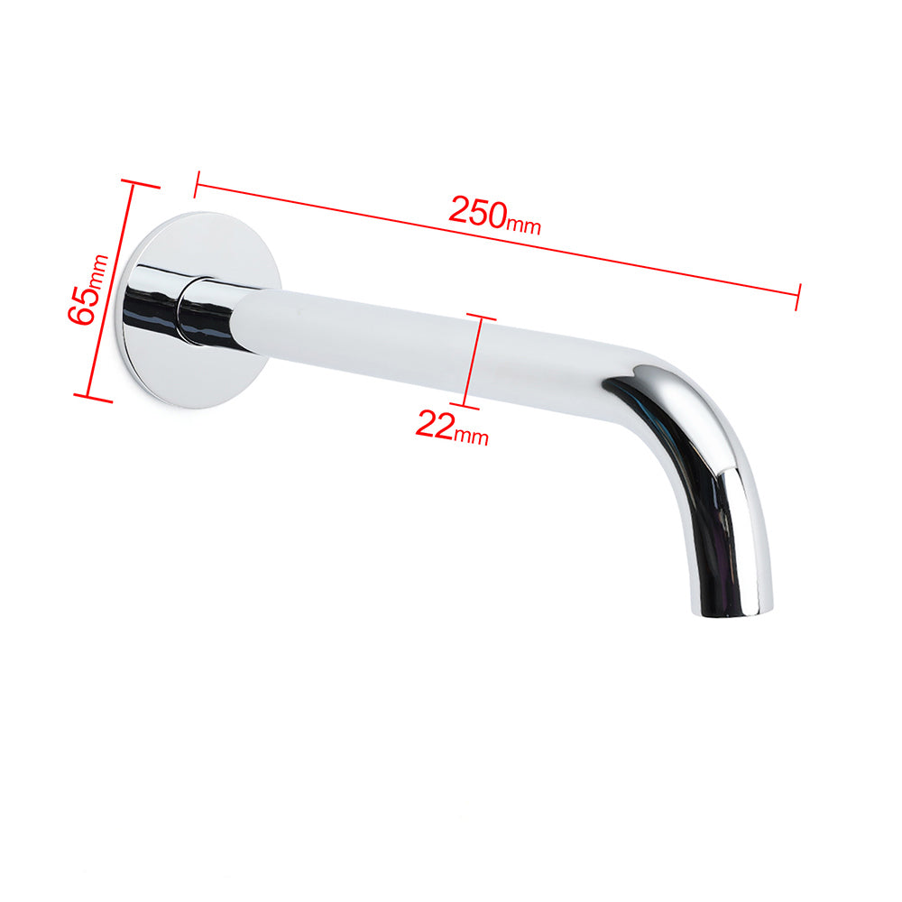 Polisehd Chrome Round 250mm Long Water Filler Spout Bath Tub Wall Mounted Outlet