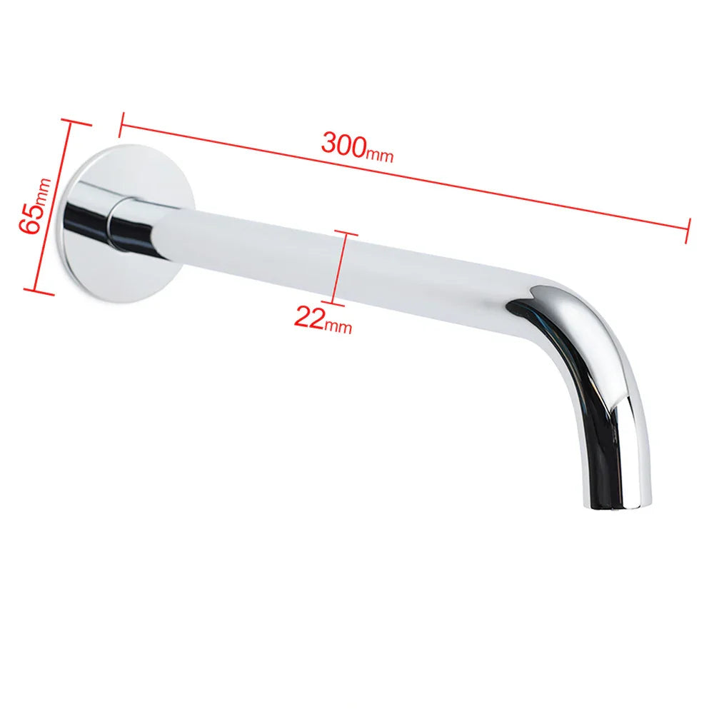 300mm Extra Long Wall Mounted Chrome Round Extention Bathtub Filler Spout Outlet
