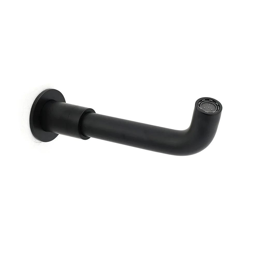 Matt Black Round Wall Mount Basin Faucet Bubble Water Outlet Bath Tub Spout Set