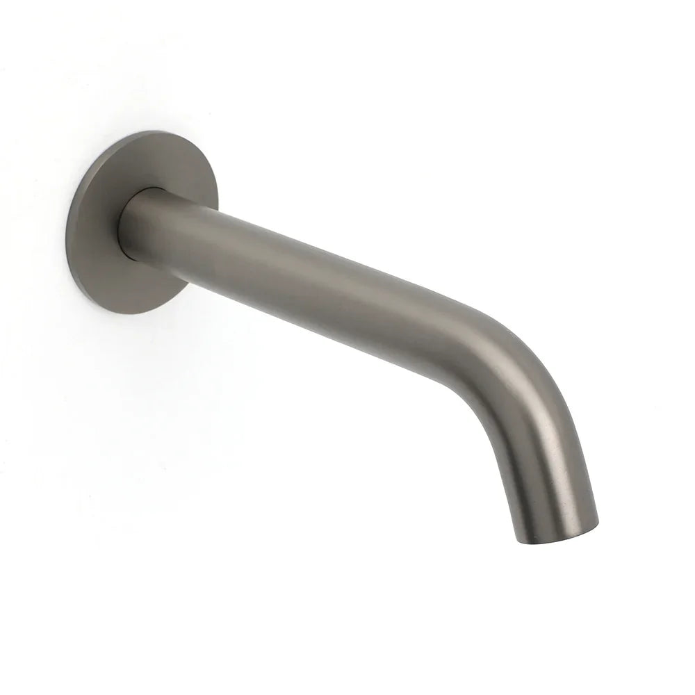 Gun Metal Grey Round Bathtub Spout Basin Curve Faucet Bubble Wall Mounted Outlet