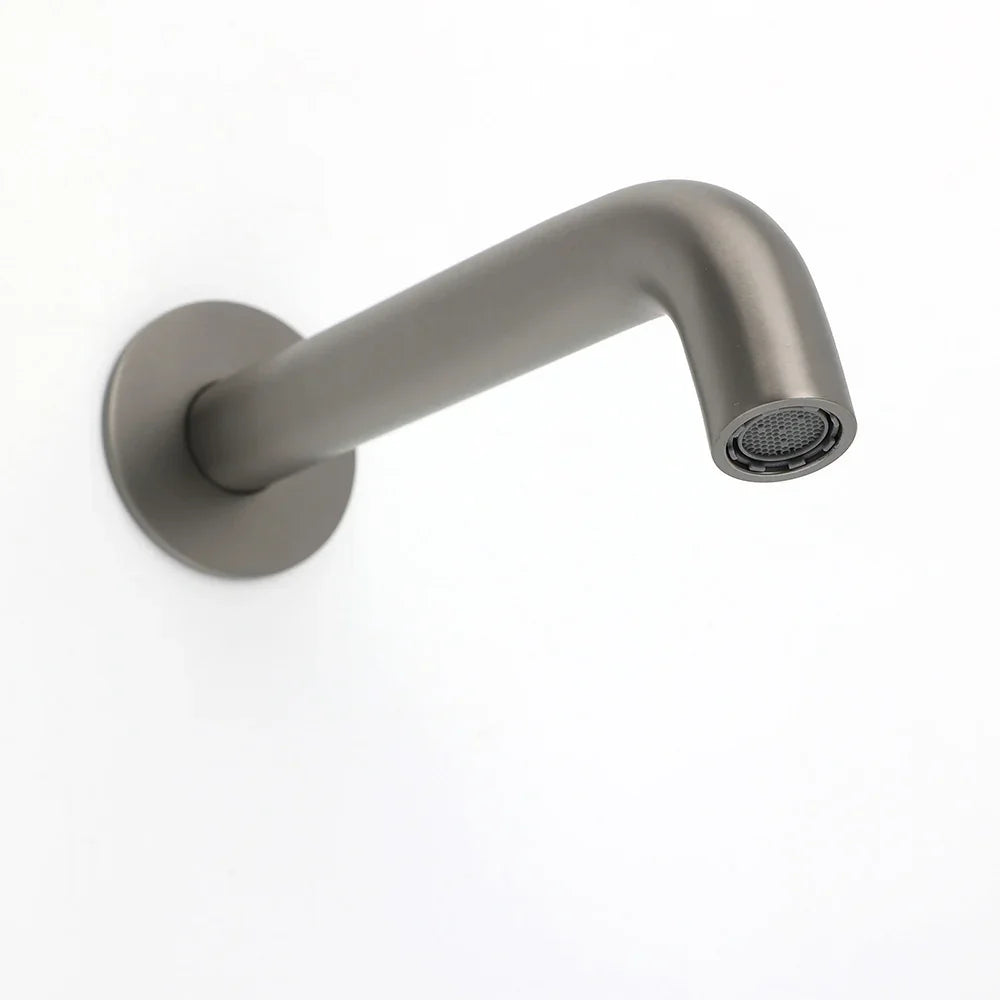 Gun Metal Grey Round Bathtub Spout Basin Curve Faucet Bubble Wall Mounted Outlet