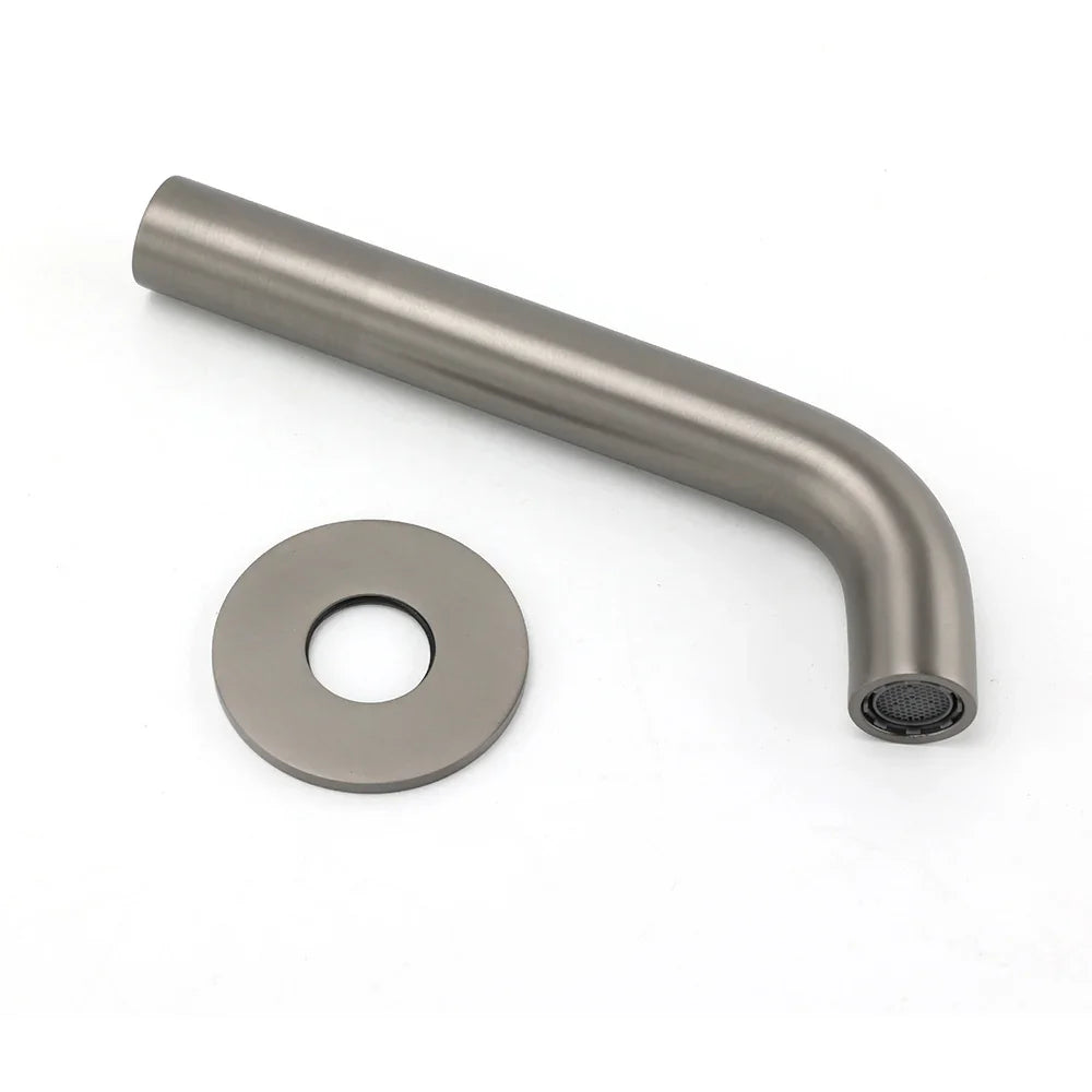 Gun Metal Grey Round Bathtub Spout Basin Curve Faucet Bubble Wall Mounted Outlet