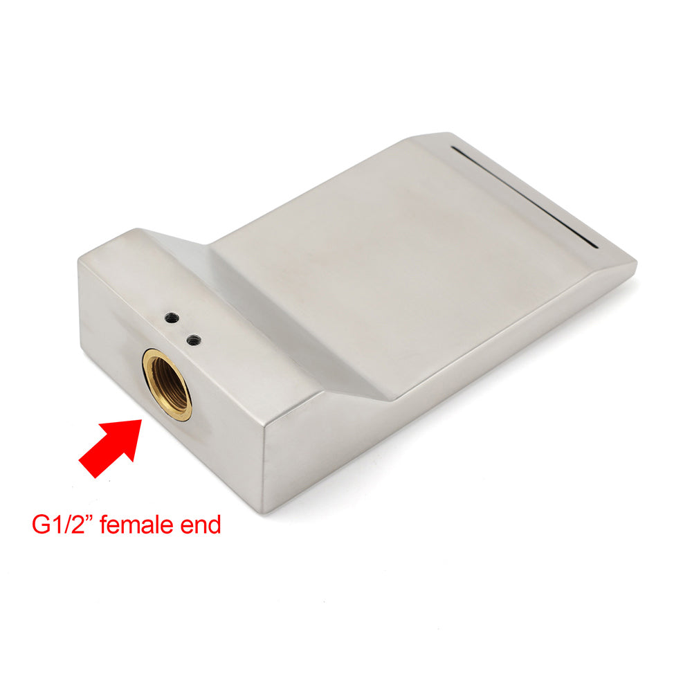 Brushed Nickel Square Cubic Shower Bathtub Waterfall Outlet Wall Mounted Spout