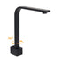 Black Gooseneck Arm High Rise Wall Mounted Bathtub Square Spout Water Outlet
