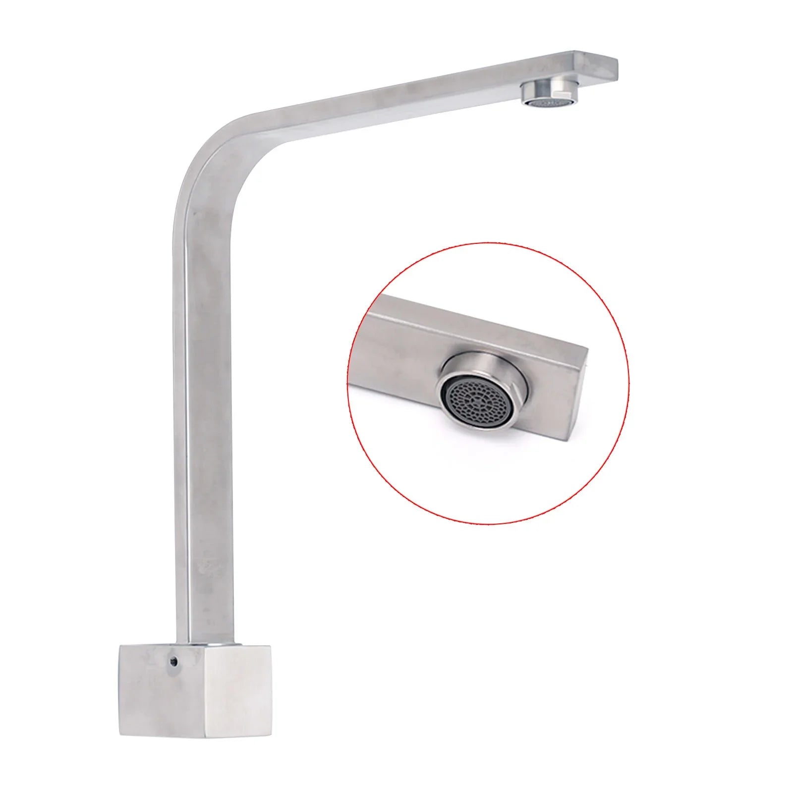 Brushed Nickel Square Spout Gooseneck Arm High Rise Bathtub Filler Water Outlet