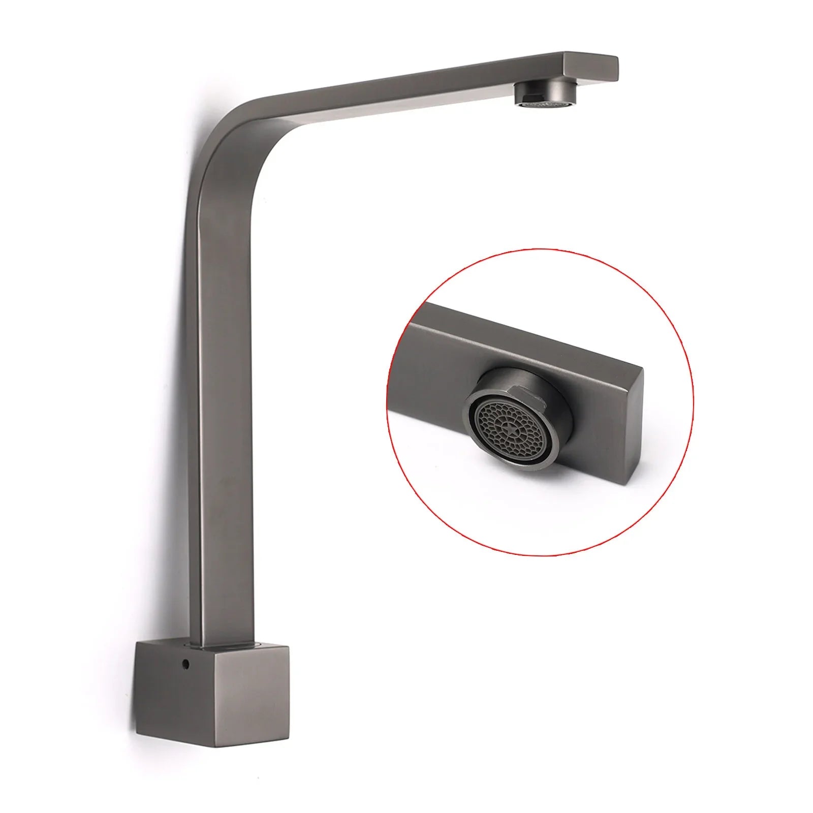 Gun Metal Square Bathroom Swivel Spout Gooseneck Arm Bathtub Filler Tap Outlet