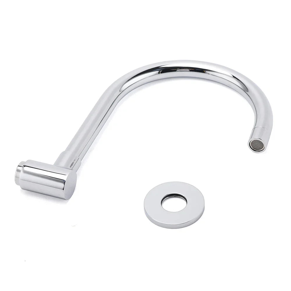 Chrome Round Gooseneck Arm Faucet Water Outlet Wall Mounted Swivel Bathtub Spout