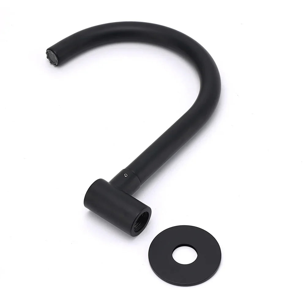 Matt Black Round Gooseneck Arm Faucet Outlet Wall Mounted Bath Tub Filler Spout