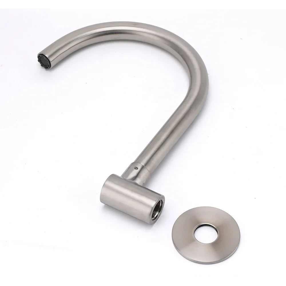 Brushed Nickel Round Gooseneck Arm Faucet Water Outlet Wall Mount Bathtub Spout