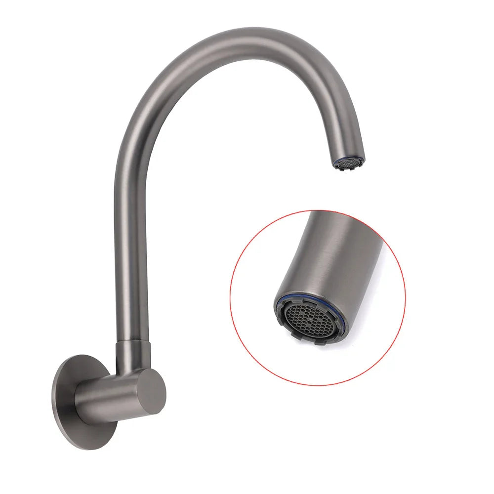 Gun Metal Bathroom Tub Filler Round Gooseneck Arm Faucet Water Outlet Wall Spout