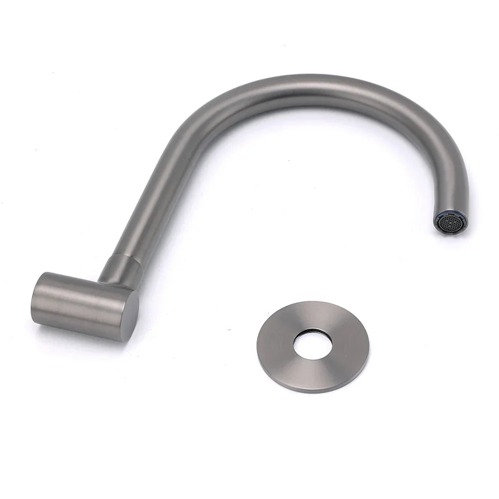 Gun Metal Bathroom Tub Filler Round Gooseneck Arm Faucet Water Outlet Wall Spout