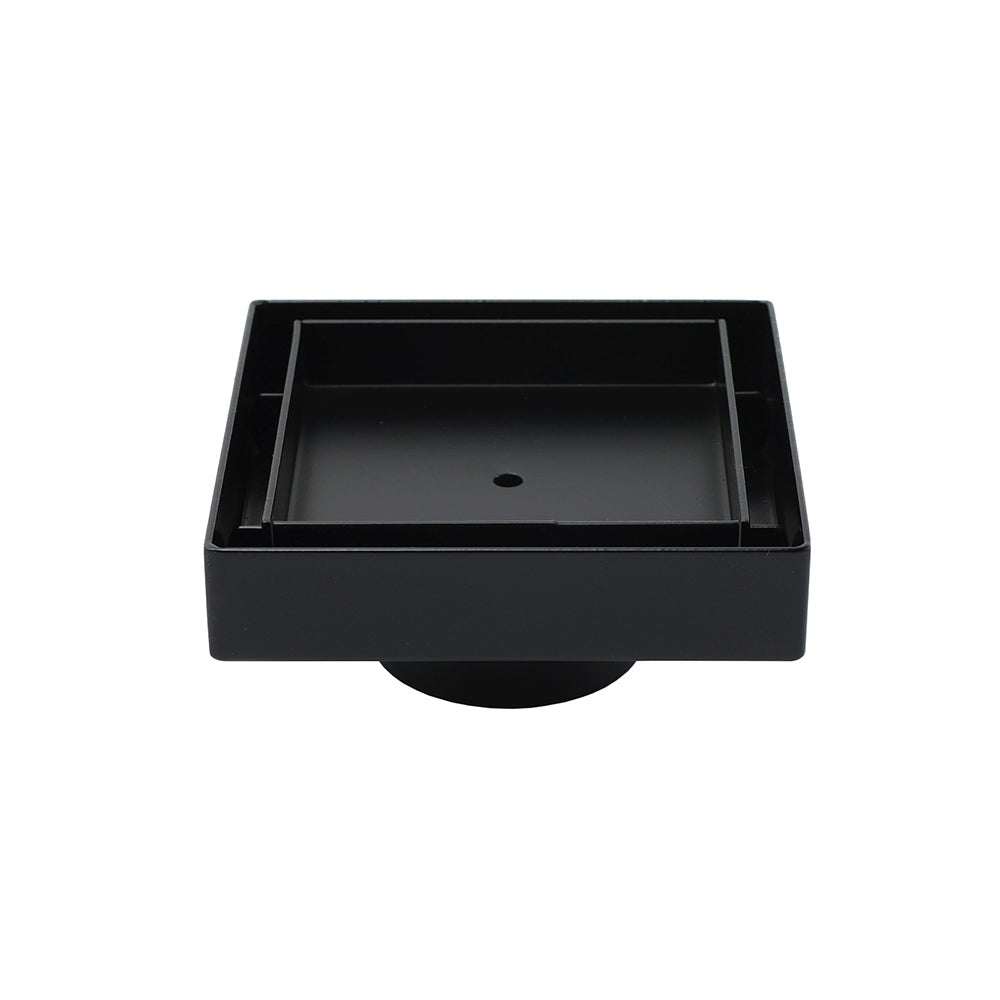 WaterMark Matt Black 100x100mm Square Tile Insert Shower Grate Floor Drain 50mm Waste