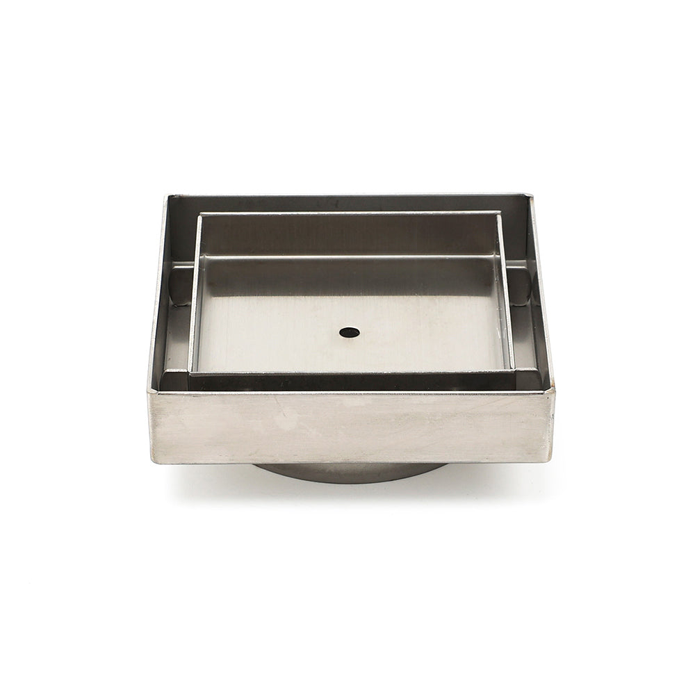 WaterMark Brushed 100mm Square Tile Insert Shower Grate Floor Drain 80mm Waste