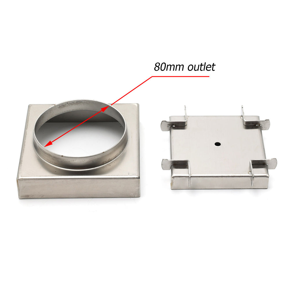 WaterMark Brushed 100mm Square Tile Insert Shower Grate Floor Drain 80mm Waste