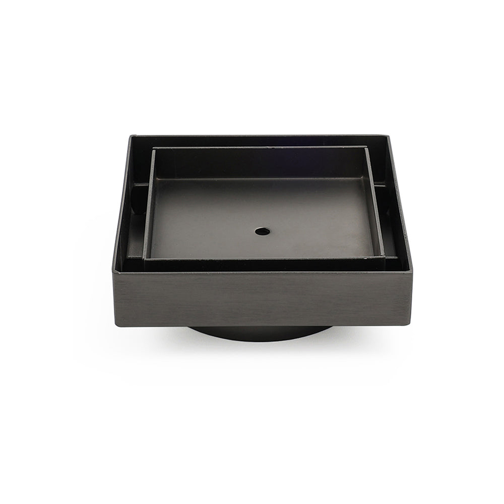 Gun Metal 100x100mm Square Tile Insert Floor Drain Small Shower Grate 80mm Waste