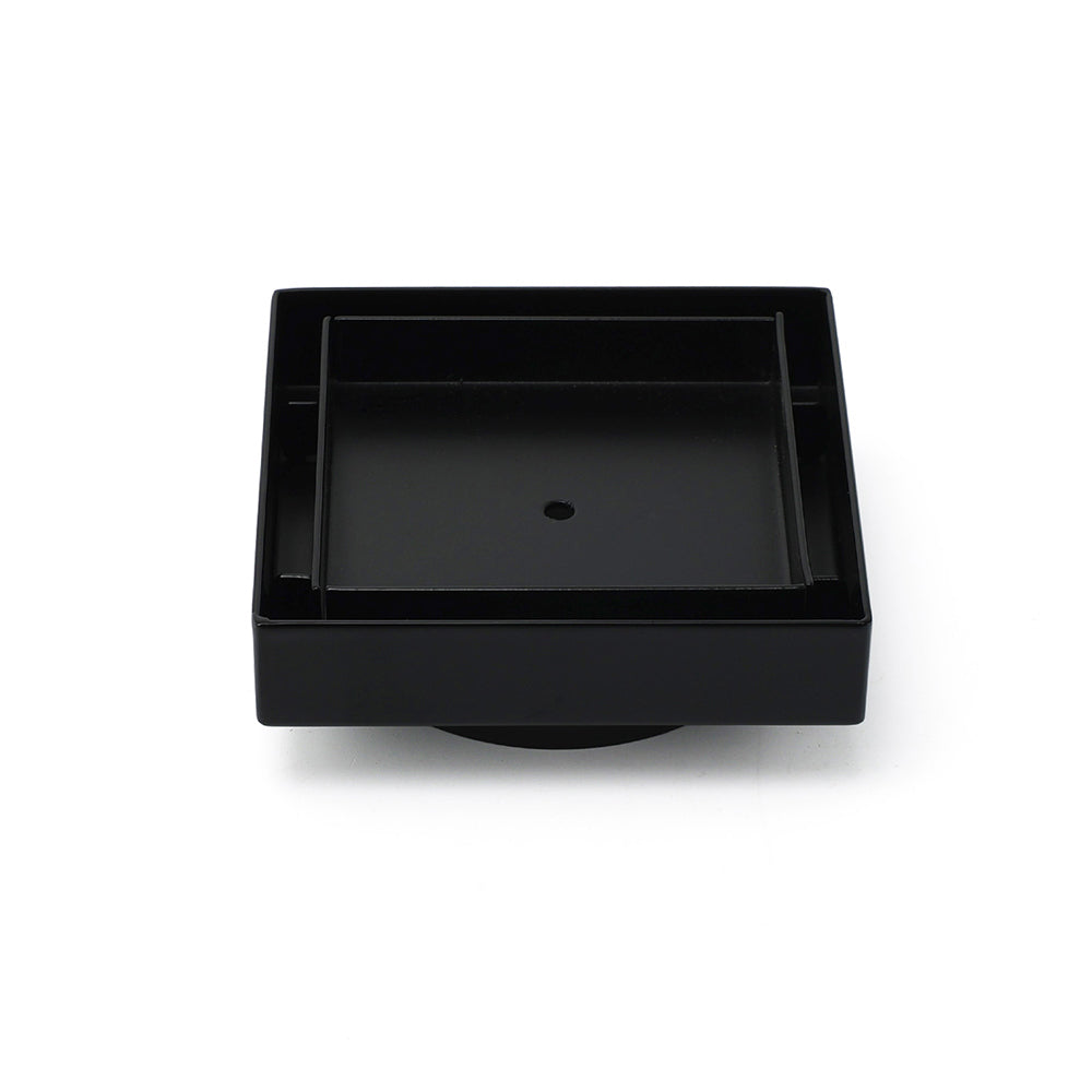 Matt Black Square 100x100mm Tile Insert Floor Drain Shower Grate 80mm Outlet Waste