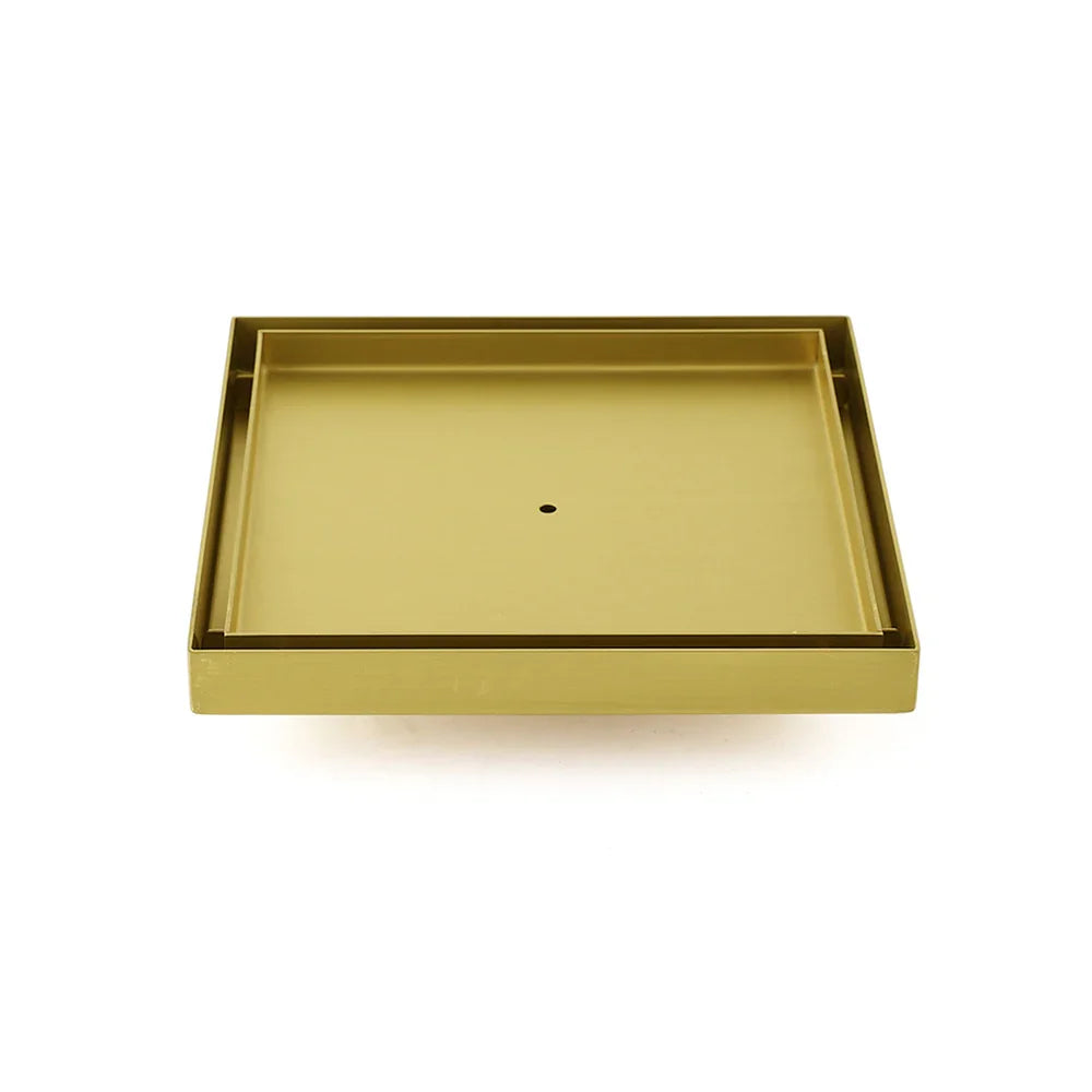 Brushed Gold Large 200mm Tile Insert Floor Drain Shower Grate 50mm Waste Outet