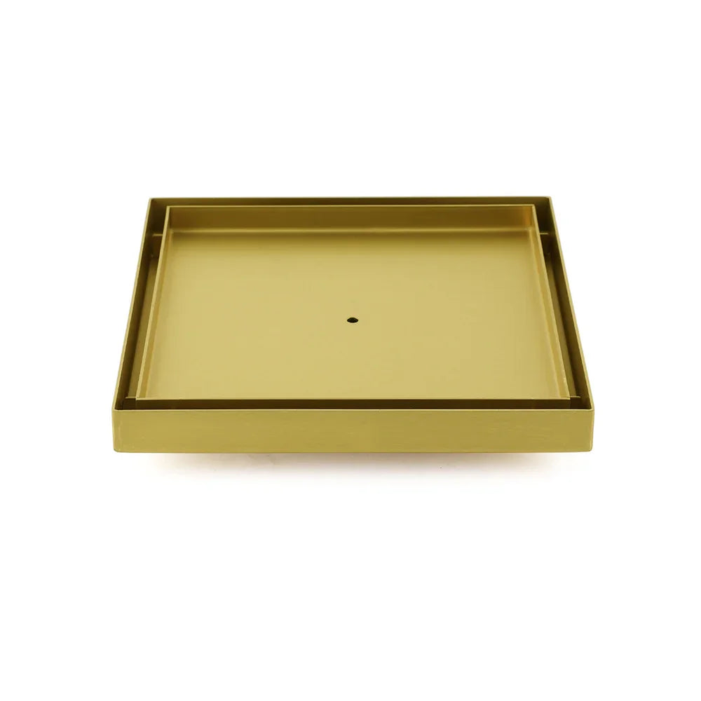 Brushed Gold Large 200mm Tile Insert Bathroom Floor Drain Grate 80mm Waste Outet