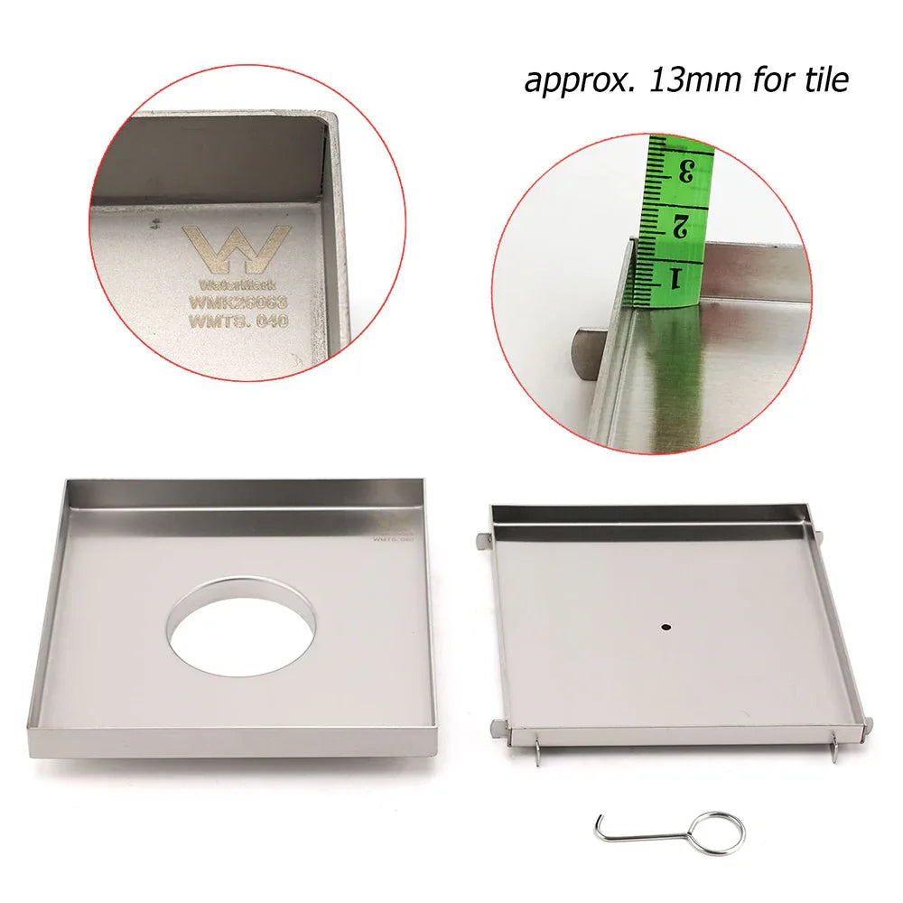 Bathroom Large Square 200x200mm Tile Insert Floor Drain Shower Grate 80mm Waste