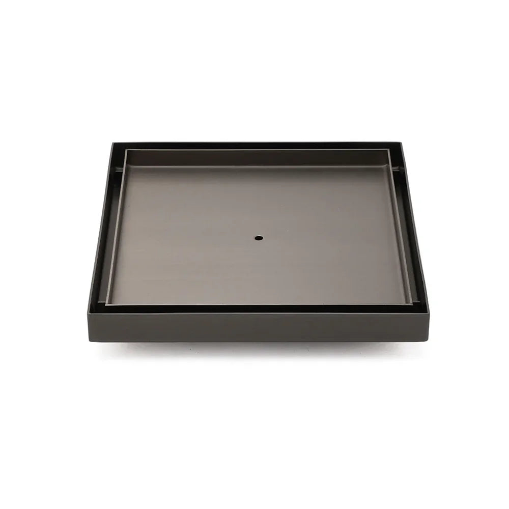 Gun Metal Large Square 200x200mm Tile Insert Floor Drain Shower Grate 80mm Waste