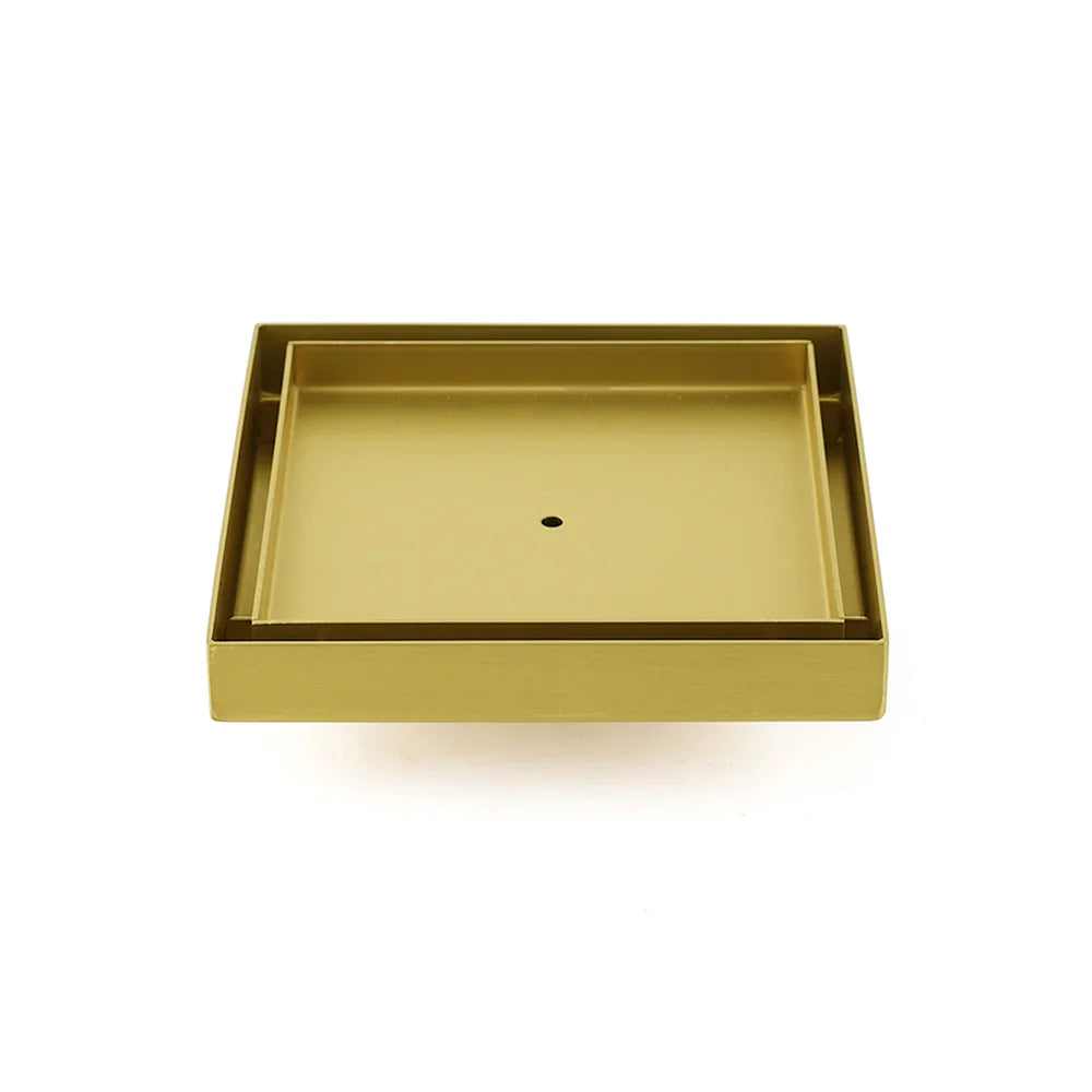 Brushed Gold Square 150x150mm Tile Insert Floor Drain Shower Grate 50mm Waste