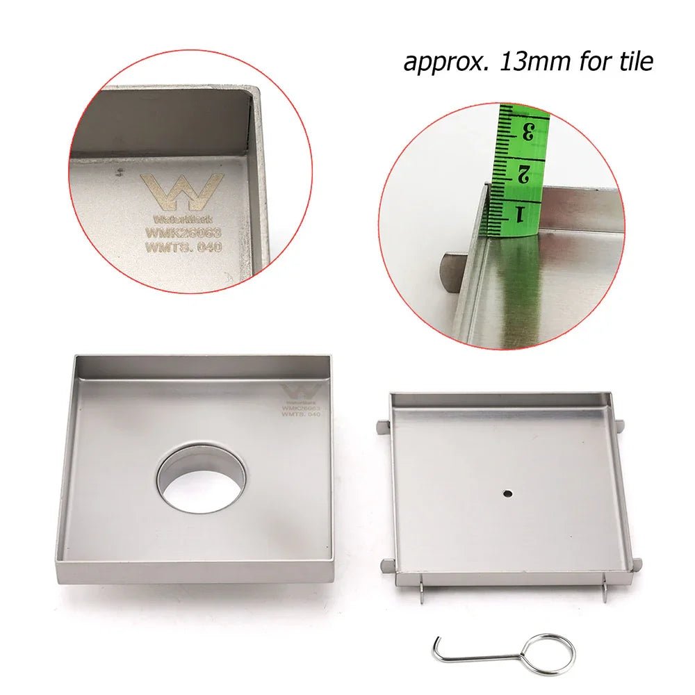 150x150mm Square Tile Insert Floor Drain Stainless Steel Shower Grate 50mm Waste