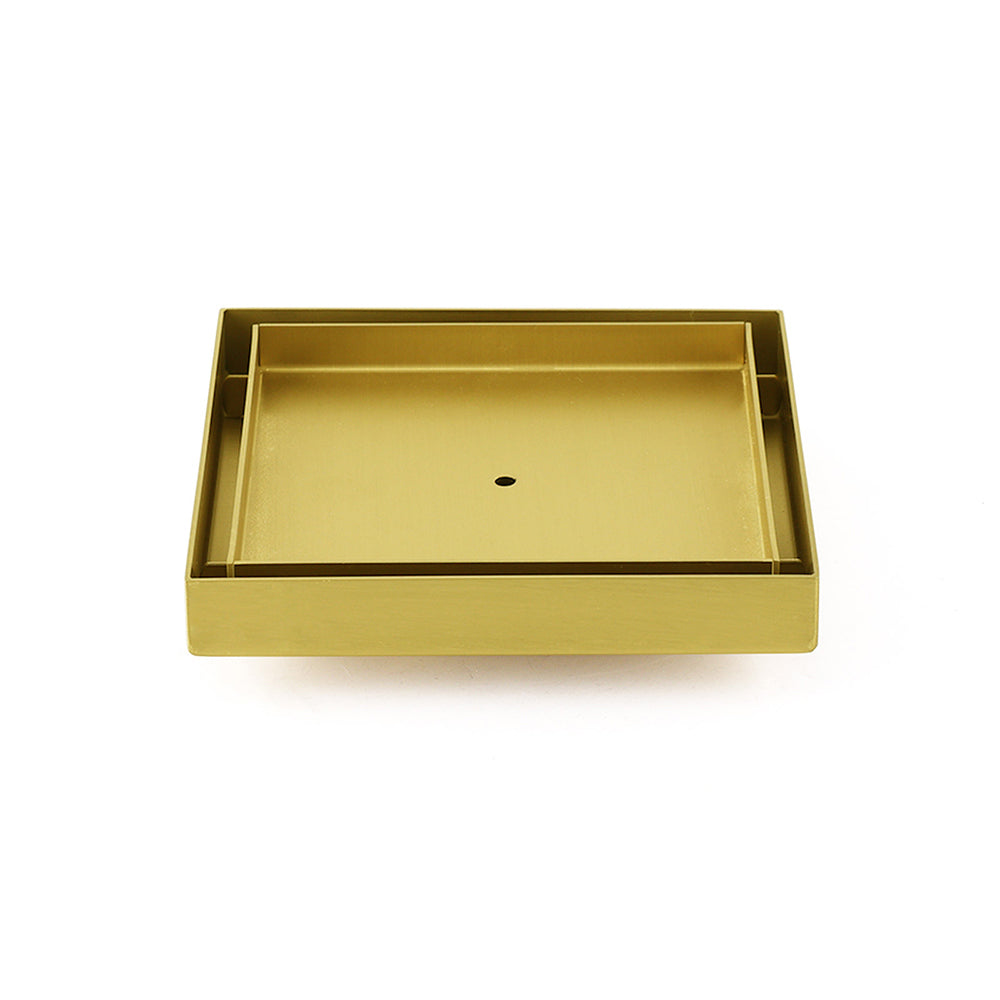 Brushed Gold 150x150mm Tile Insert Floor Drain Shower Grate 80mm Waste Watermark